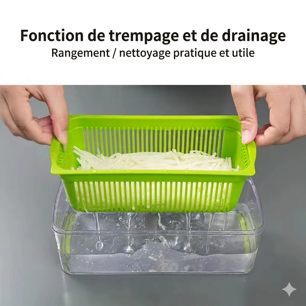 Coupe-Légumes Multifonction 12-en-1 avec Panier d'Égouttage